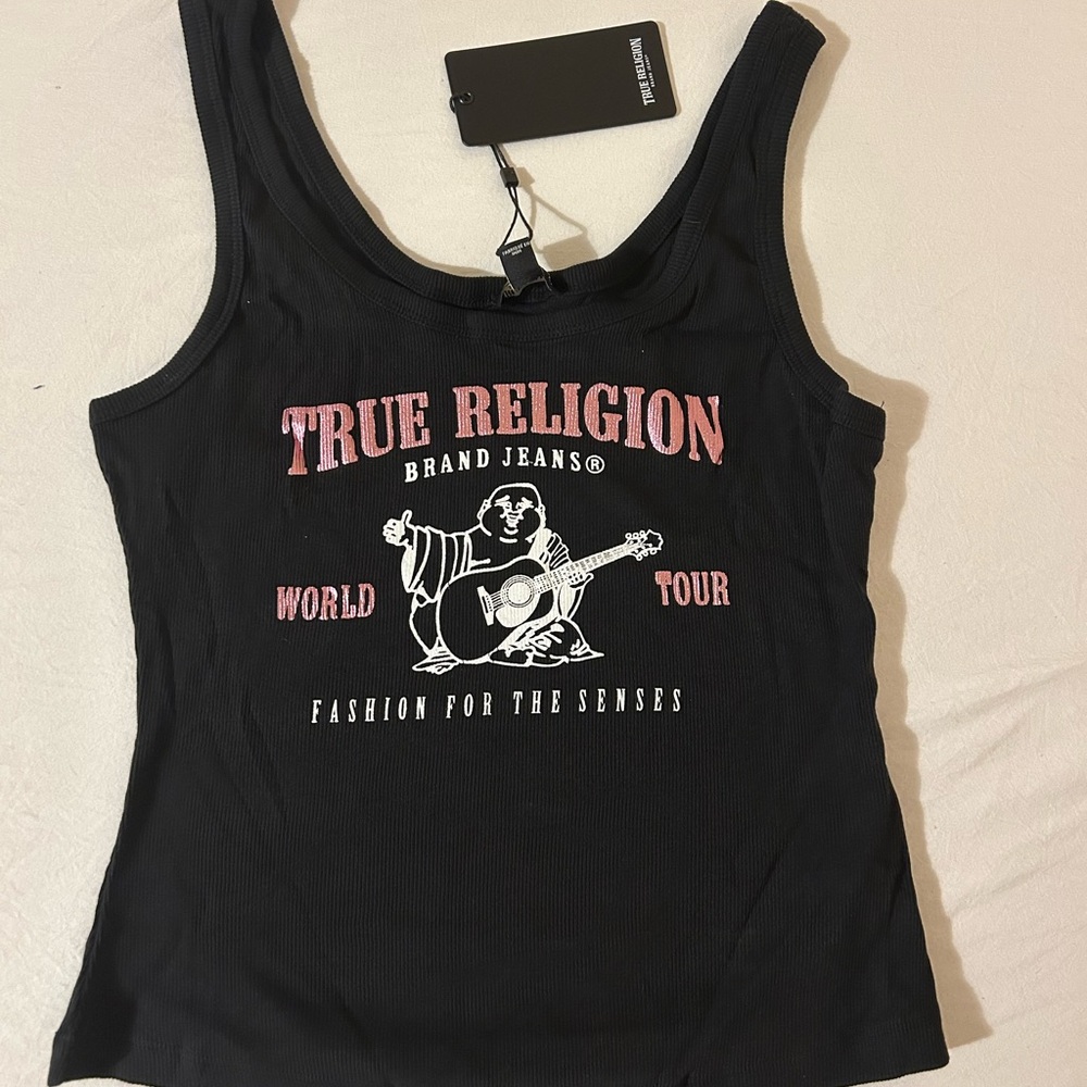 True Religion Black World Tour Tank Top